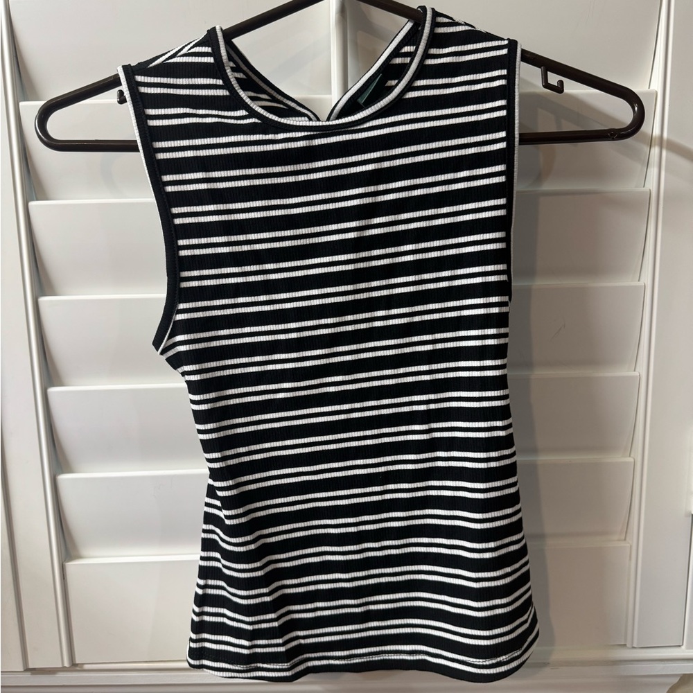 wild fable Black & White Striped Ribbed Tank